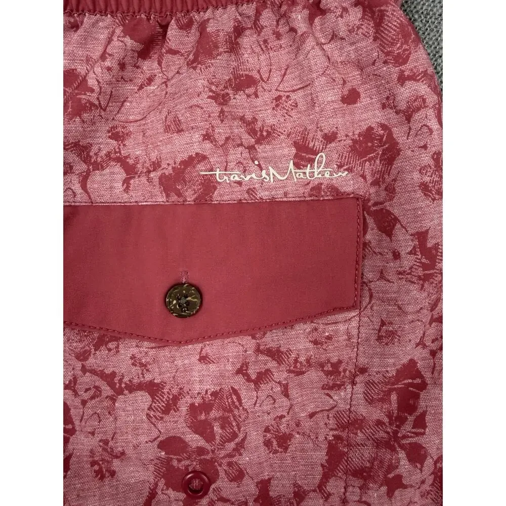 TravisMathew Mens Blue Floral Trunks Board Shorts Stretch Beach Swim Medium